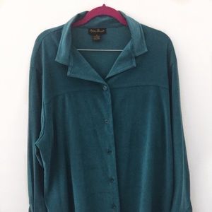 Ashley Stewart Teal Button Down Blouse